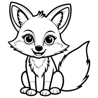 Yumuşak kuyruklu ve büyük gözlü sevimli tilki çocuklar için eğlenceli bir çizgi film boyama aktivitesi.