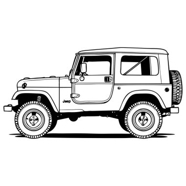 Basit bir cip arabası çocuklar ve araç hayranları için mükemmel bir boyama sayfası