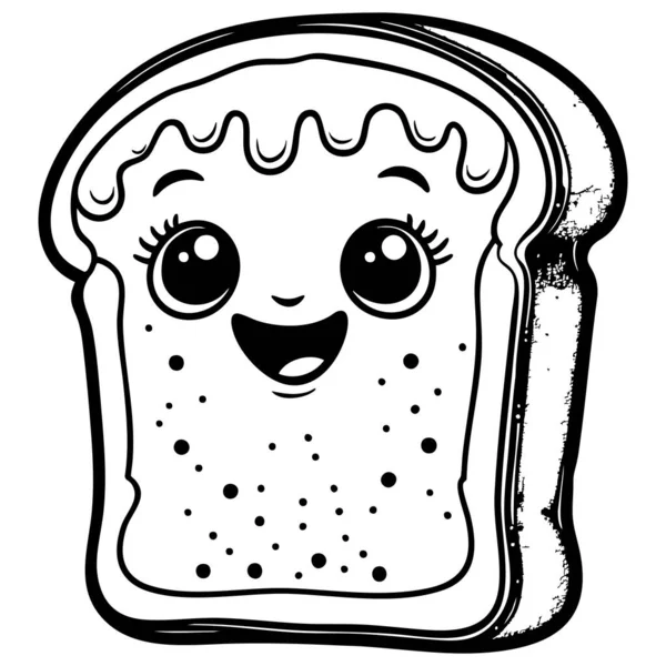 Çocuklar için eğlenceli kawaii ekmek dilimleri boyama sayfası