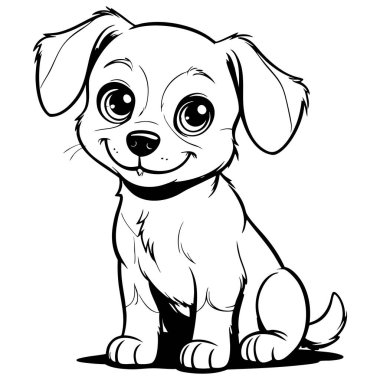 Çocuklar için şirin köpek boyama sayfası yazdırılabilir eğlenceli etkinlikler