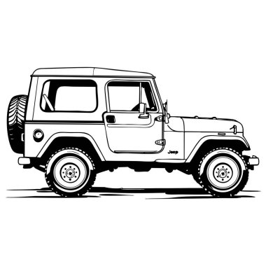 Çocuklar için basit bir jip boyama sayfası yazdırılabilir eğlenceli etkinlik