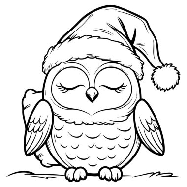 Noel Baba şapkası takan sevimli baykuş Noel renklerine ve tatil çocukları aktivitelerine çok uygun.