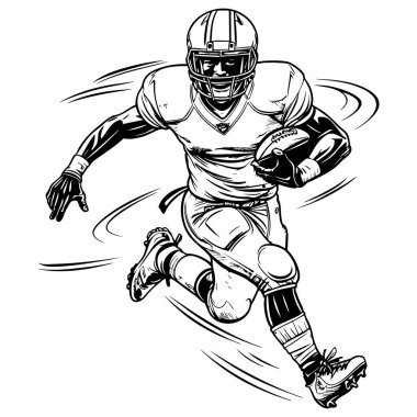 Spor temalı sanat için topla çalışan enerjik futbolcu çizgi film tasarımı