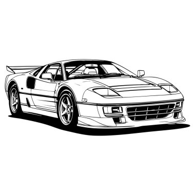 Şık yarış arabası ve büyük spoiler çizimi araba boyama sayfaları aşıkları için mükemmel.