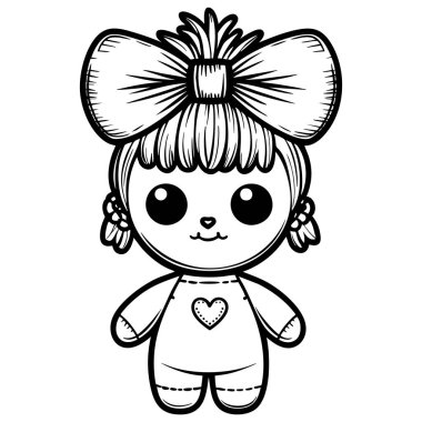 Büyük kurdeleli, sevimli yüzlü ve çocuk boyamak için biçilmiş kaftan.