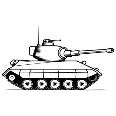 Zırhlı savaş tankı yan profilinde, taret dizaynı renklendirme için mükemmel.