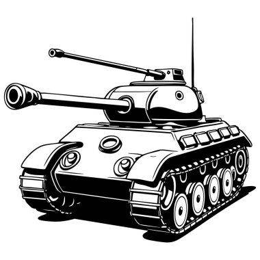 Güçlü top ön açı açılı ağır tank. Sayfayı ve aktiviteyi boyamak için mükemmel.