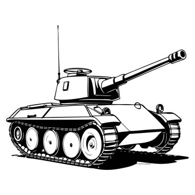 Boyama sayfası eğlencesi için uzun top yan görüşlü taktik zırhlı tank