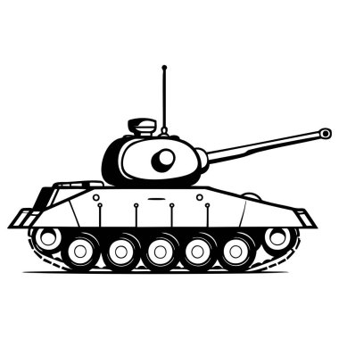 Çocuk boyama sayfası için taret ve toplu tankın yan profili