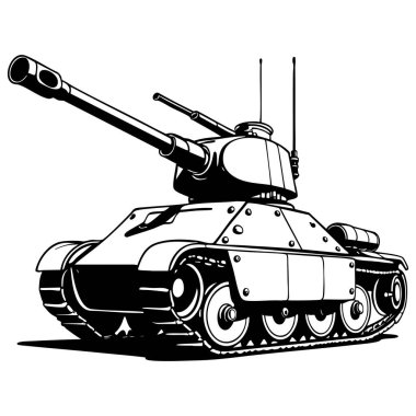 Toplu bir askeri tank ve boyama sayfası ve eğitim için güçlü bir tasarım.