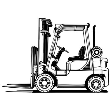 Renklendirme etkinliği için ağır yükleri kaldırmak ve taşımak için kullanılan forklift çizimi
