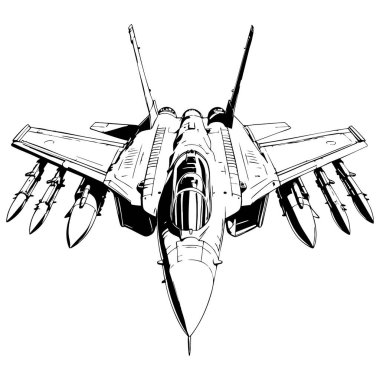 Siyah ve beyaz savaş uçakları çocuk boyama faaliyetleri için çizim yapıyor.