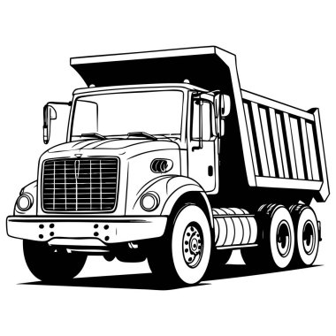 Açık kargo yatağı olan endüstriyel çöp kamyonu sayfa boyama etkinliği için çizilmiş