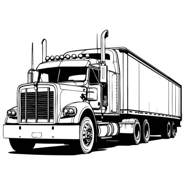 Ulaşım ve kargo temaları için güçlü bir yarı kamyon çizimi