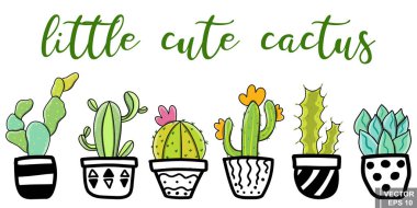 Kaktüs. Parlak sevimli modern tarzı. El çizimi. Çizim. Tasarımınız için.