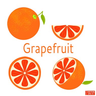 Olgun greyfurt ve dilimleri ile ayarlayın