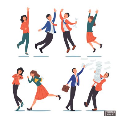 Çizgi film karakterleri ofis çalışanları ekibi seti.