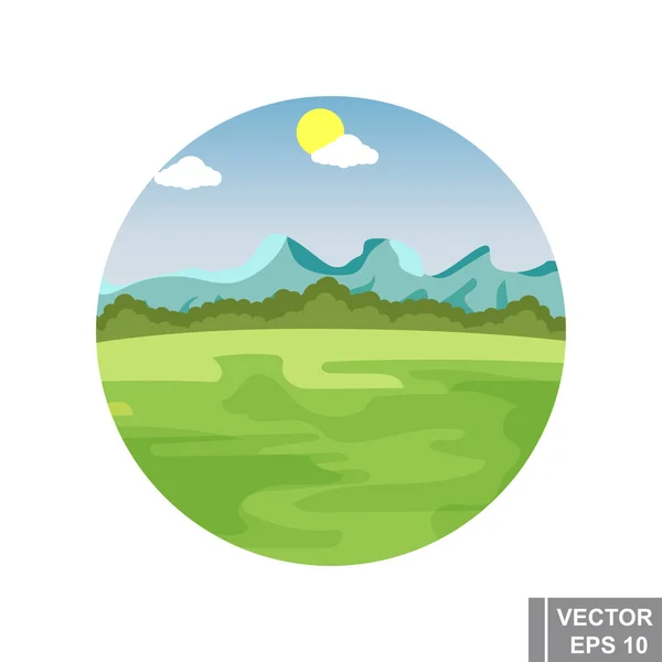 Paisagem. Brilhante. Campo. Pastagem. Para vacas. Agricultura. Para o seu design . — Vetor de Stock