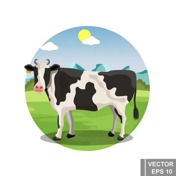La vache. Du lait. produit naturel. Ménage. Design moderne lumineux . — Image vectorielle
