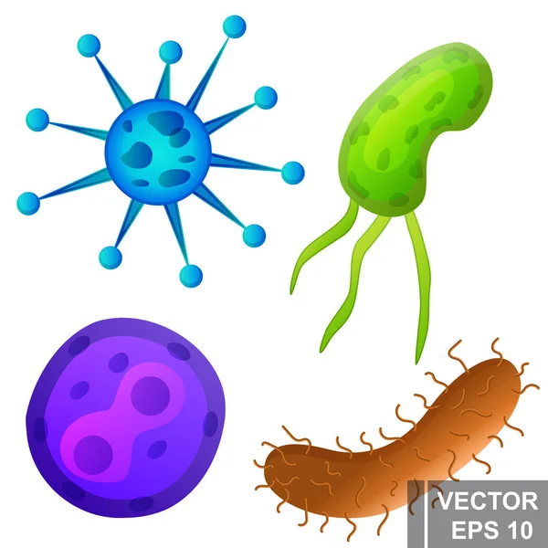 細菌。危険なウイルス生物学的研究あなたのデザインのために。漫画のスタイル — ストックベクタ