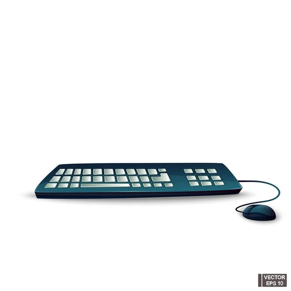 Imagem de desenho animado bonito teclado escuro com mouse . —  Vetores de Stock