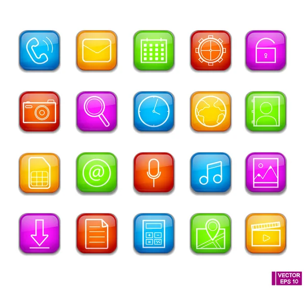 Set di icone web colorate o segni . — Vettoriale Stock
