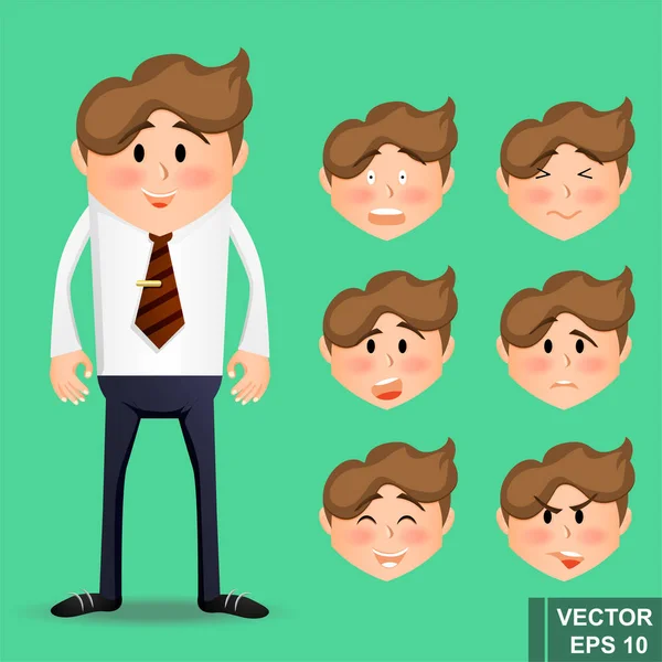 Empresario. Joven estilo Cartoon. Brillante. Emociones. Para su diseño — Vector de stock