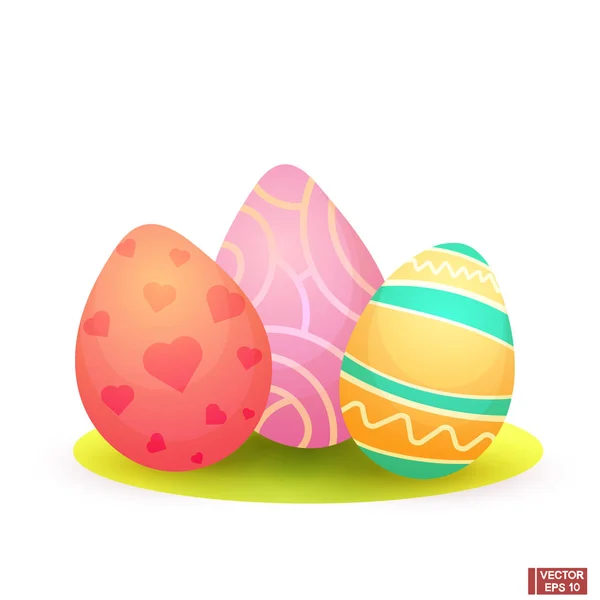 Set of cartoon Easter eggs. — Stock Vector