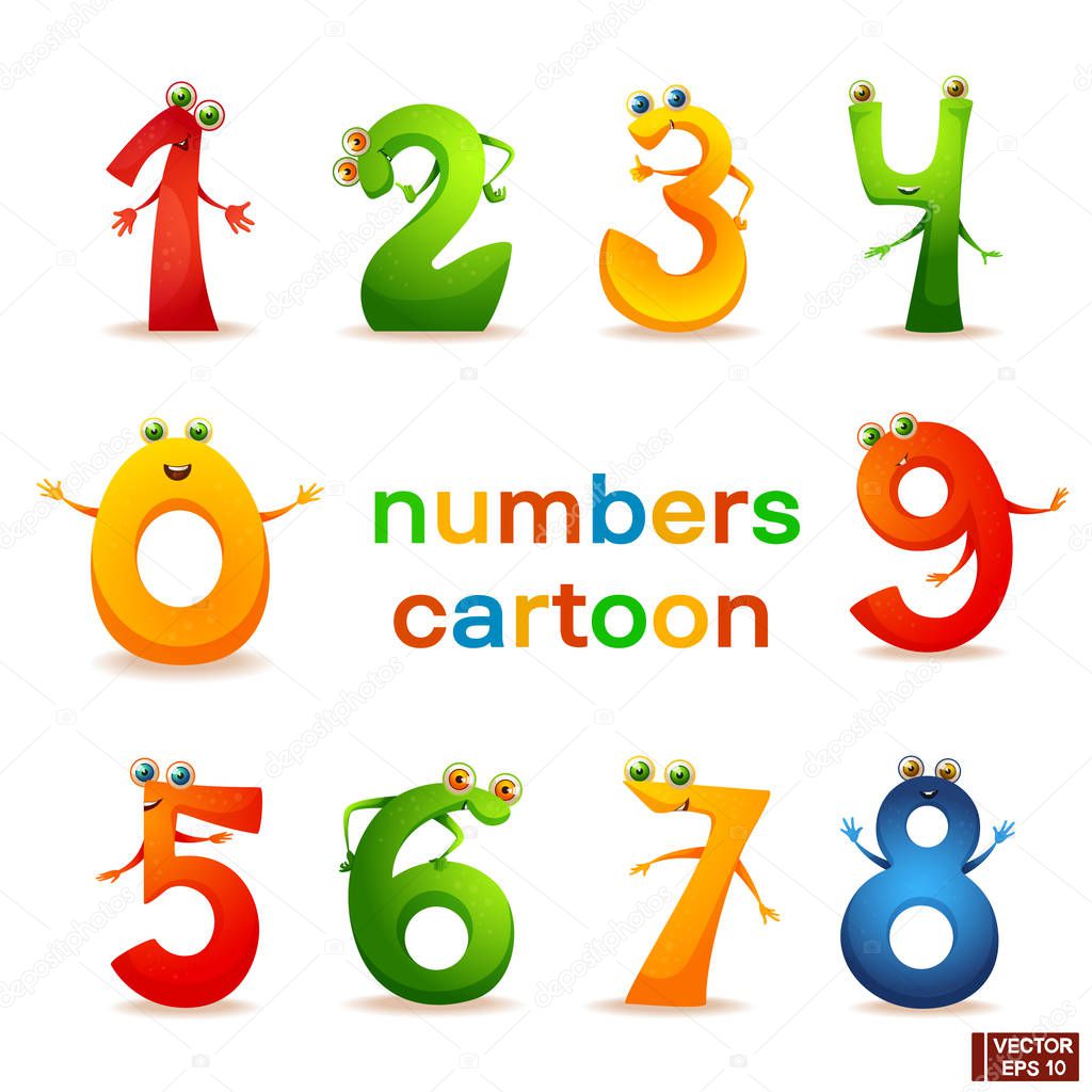 Set of cartoon characters numbers.