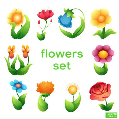 Çizgi film karakter çiçek seti