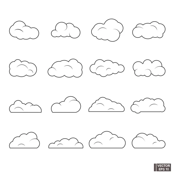 Набір лінійних піктограм хмар . — стоковий вектор