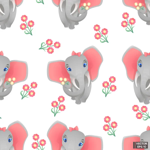 Απρόσκοπτη μοτίβο με ελέφαντα. — Διανυσματικό Αρχείο