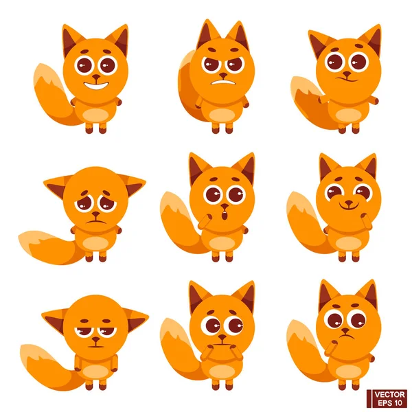 Zestaw emoji cute Fox. — Wektor stockowy