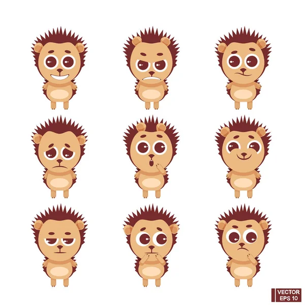 Set of emoji cute hedgehog. — Stock Vector