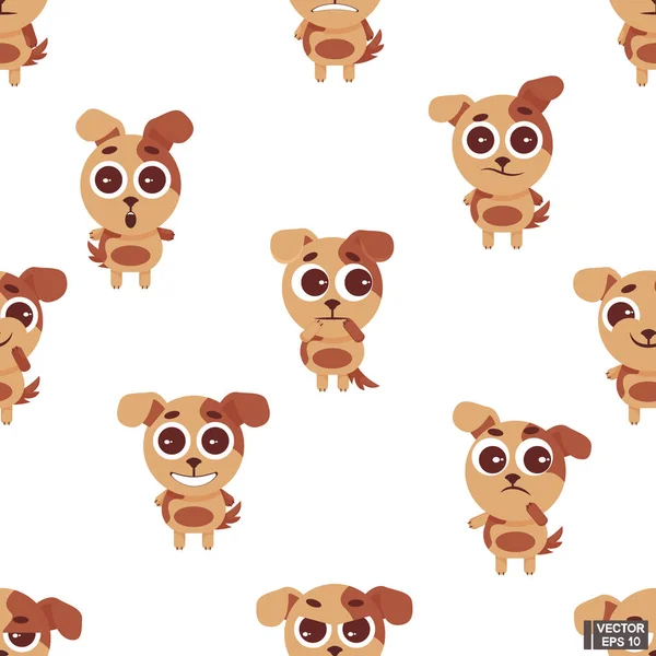 Modèle sans couture emoji chien mignon . — Image vectorielle