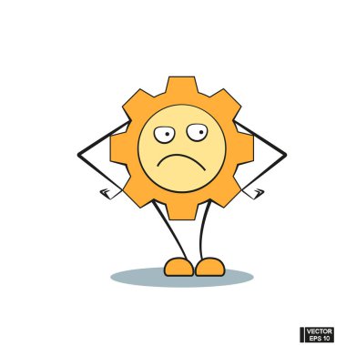 Karikatür komik dişli. Teknoloji simgesi.