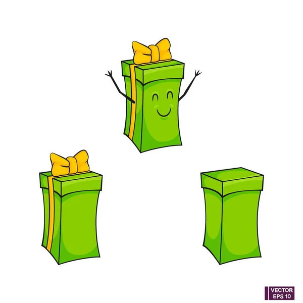Set von Cartoon-Geschenkboxen. — Stockvektor
