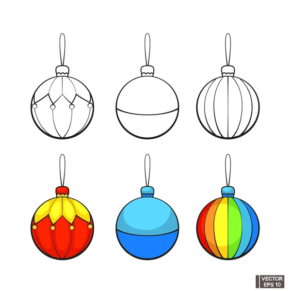 Decoraciones de Navidad Esquema de iconos . — Vector de stock