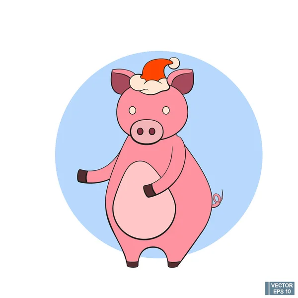 Christmas icon with a pig. — Stock Vector