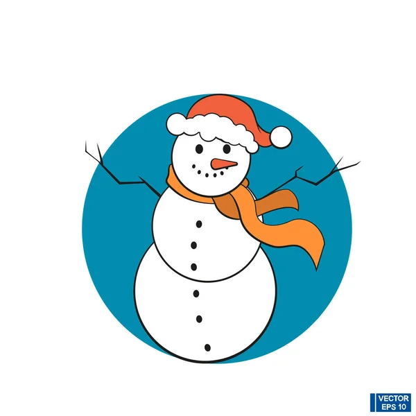 Icône de Noël avec un bonhomme de neige . — Image vectorielle