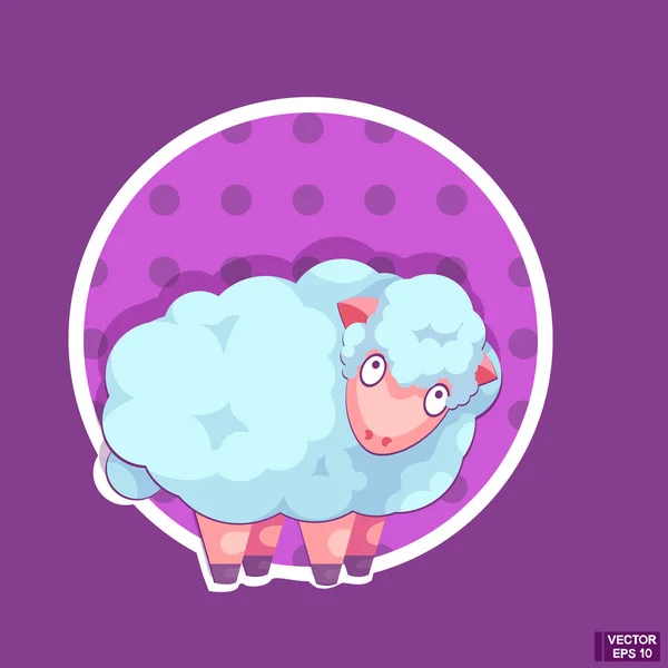 Niedliche blaue Schafe Karikatur — Stockvektor