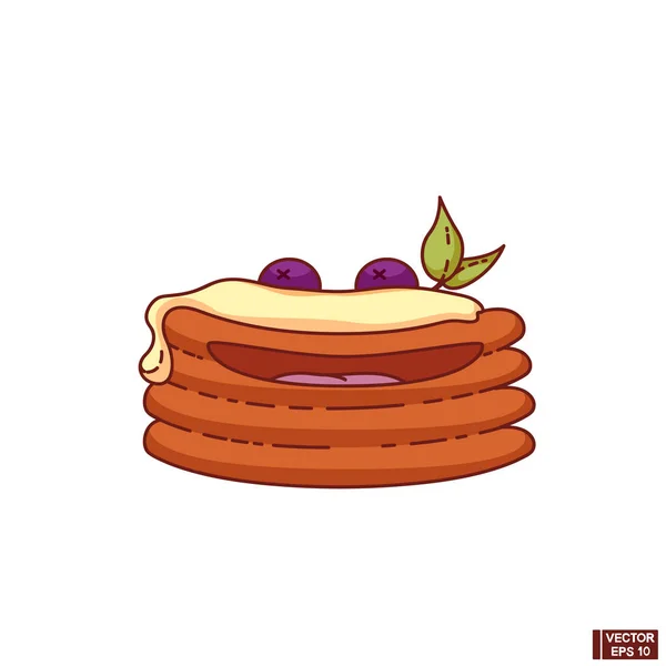 Personaje divertido desayuno panqueque — Vector de stock