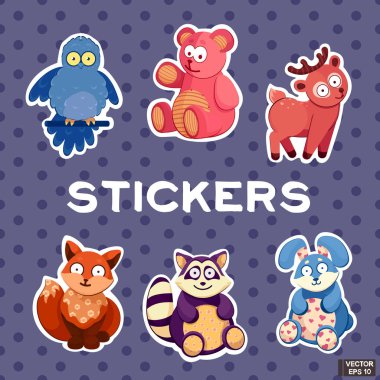 Sevimli çıkartmalar hayvan seti