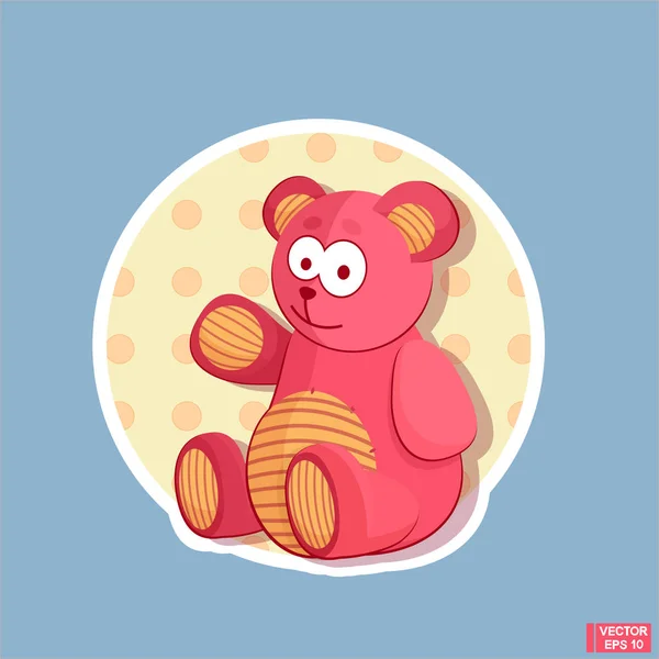 Cut pink brown bear cartoon — Stock Vector