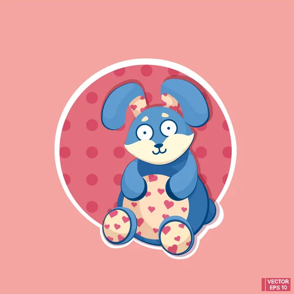 Caricature de lapin bleu avec des cœurs — Image vectorielle