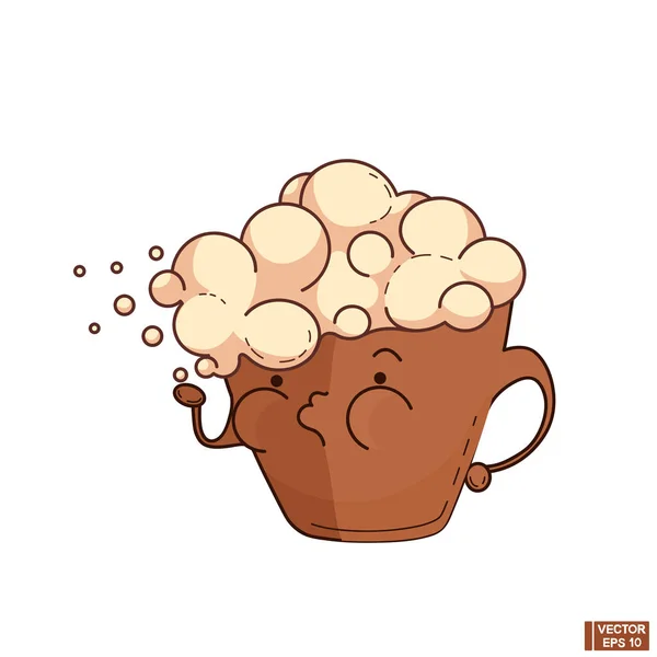 Cartoon-Becher mit Cappuccino — Stockvektor