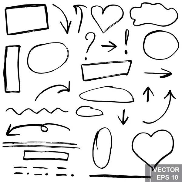 Flechas. Listos. Dibujo manual. Negro. Para su diseño . — Vector de stock