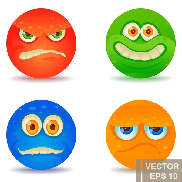 Lustige Emotionen. Smiley. Cartoon-Stil. Wut. Freude. für Ihr Design. — Stockvektor