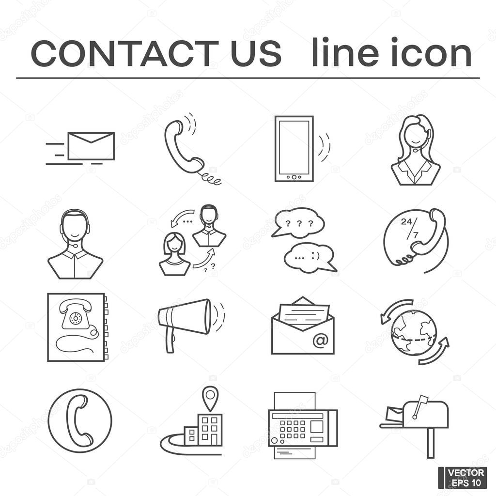 Set of icons, contact us.