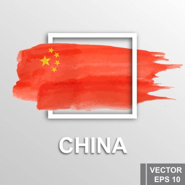 Çin bayrağı. Harita. Devletin sembolü. Tasarımın için. Dikdörtgen.